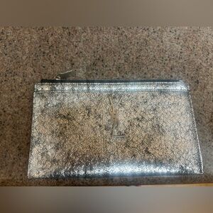 Lightly used YSL Monogram Silver Croc Quilted Pouch Bag/Wallet